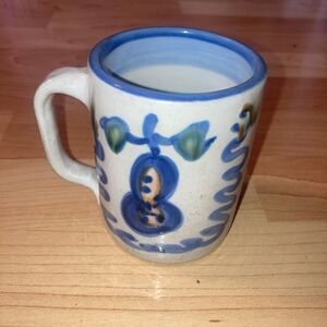 M A Hadley Signed Hand Painted Pear And Grapes Mug 10oz "The End" In The Bottom